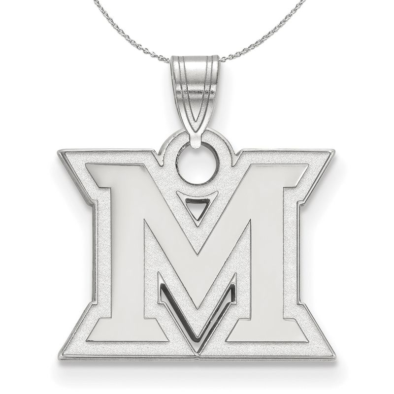 Sterling Silver Miami U Small Initial M Necklace - 20 Inch